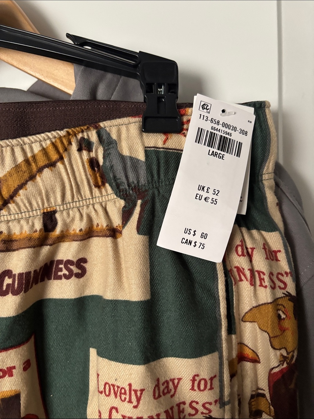 Abercrombie Guinness sleep pants Men's L NWT - Picture 2 of 3